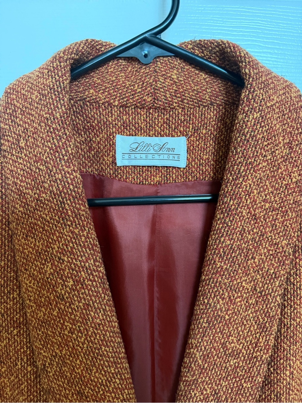 Vintage Lilli Ann Collections Union Made Wool Blazer, Burnt Orange, Size Large - Picture 2 of 10